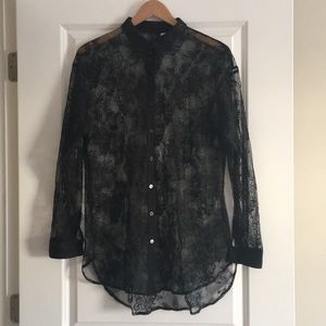 Lace button up shirt